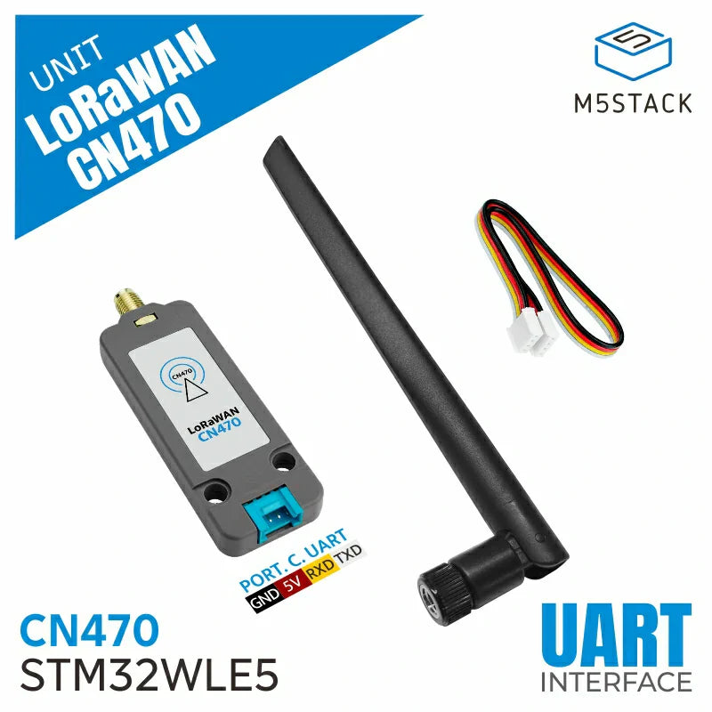 M5Stack LoRaWAN CN470 module front view with UART interface