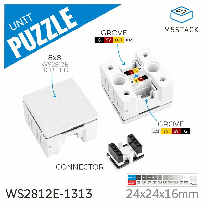 M5Stack Puzzle Unit 64 RGB LED front view