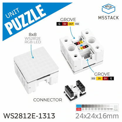 M5Stack Puzzle Unit 64 RGB LED front view
