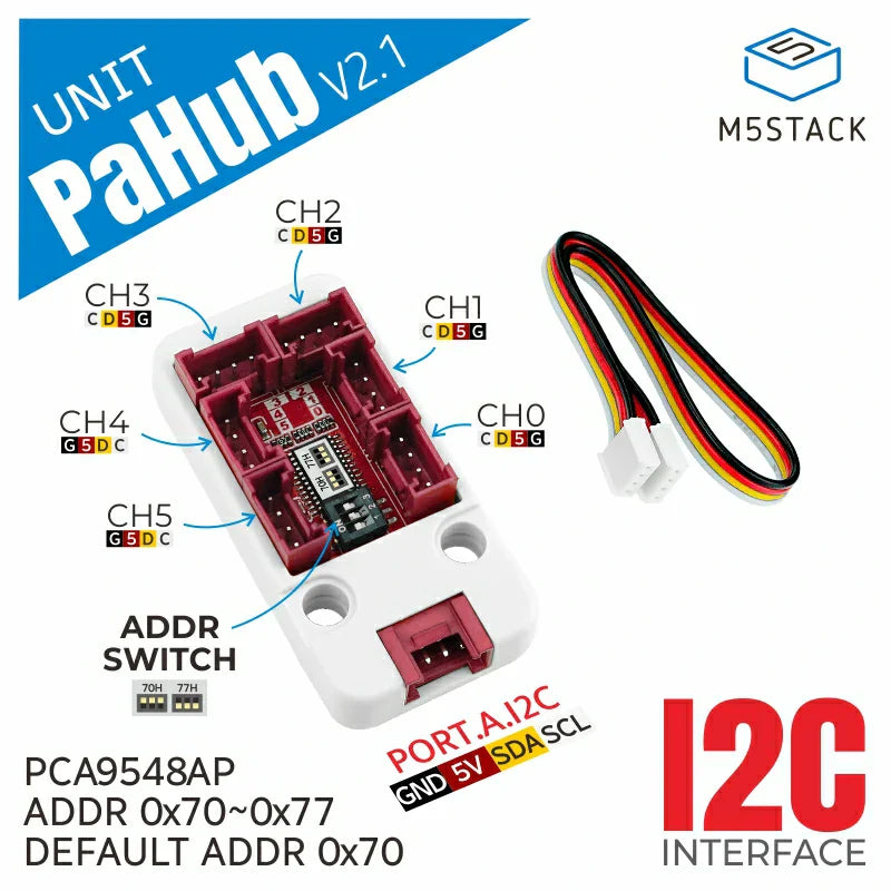 M5Stack Unit PaHub v2.1 connector and control detail