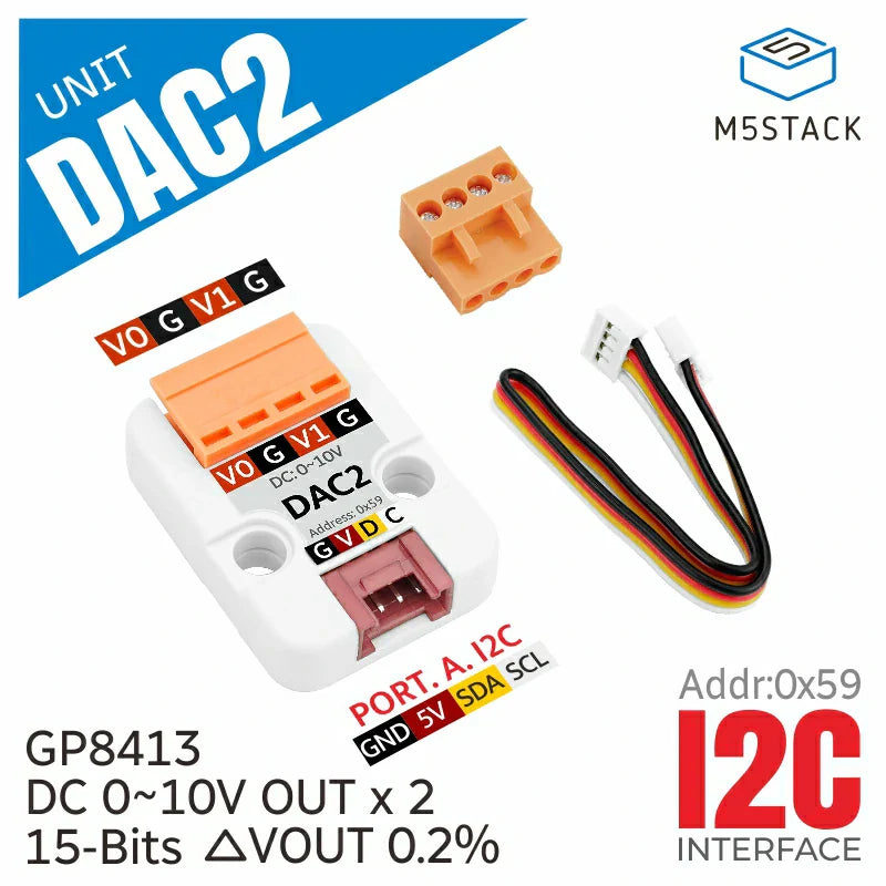 M5Stack DAC2 15-bit analog output module front view