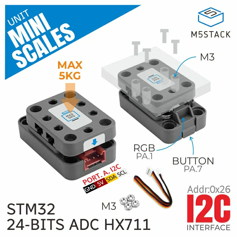 M5Stack Unit Mini Scales connector and control detail