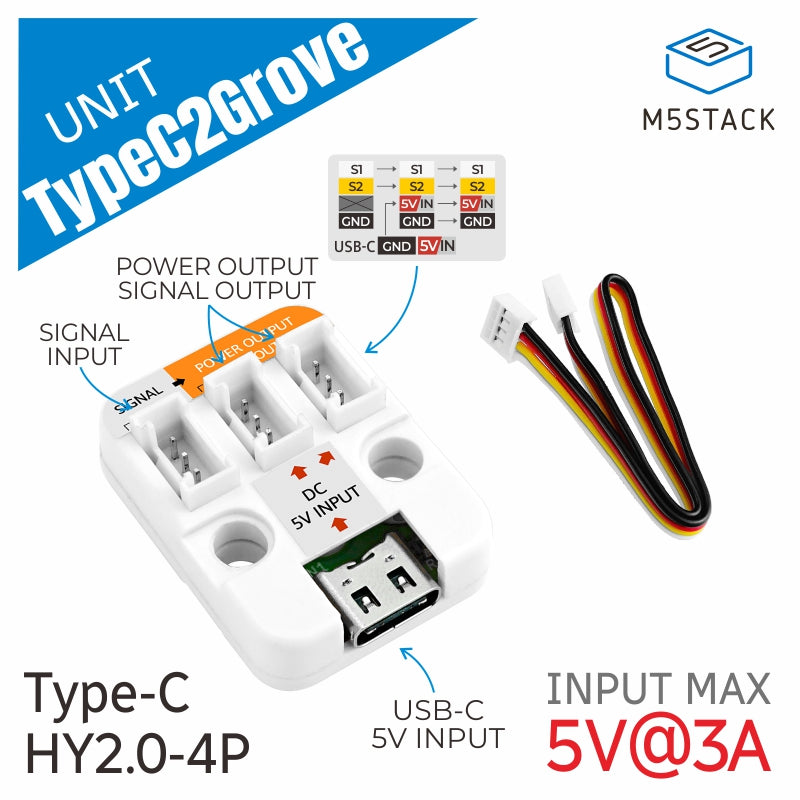 M5Stack USB-C to Grove adapter front hardware view