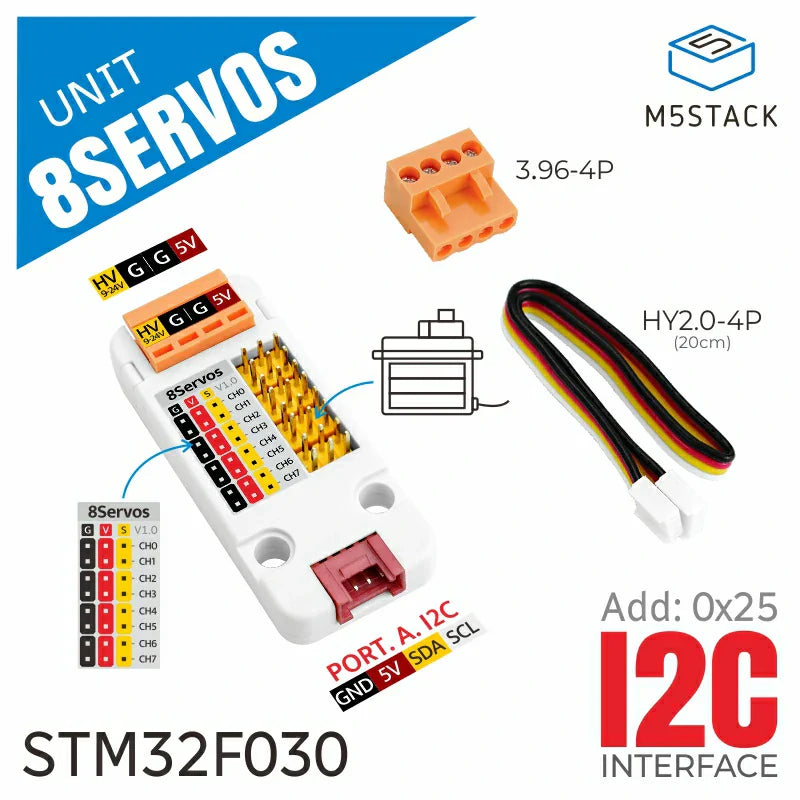 M5Stack servo driver eight-channel connector layout