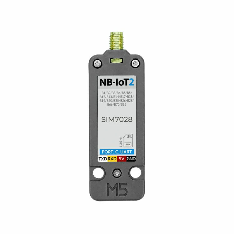 M5Stack NB-IoT2 Unit showing Nano SIM and antenna interface