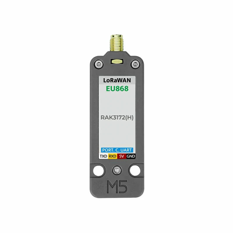 M5Stack LoRaWAN EU868 Unit showing SMA antenna connection