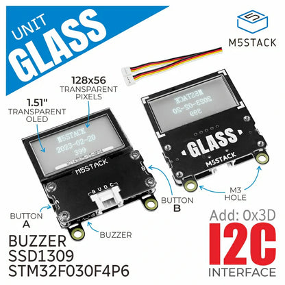 M5Stack transparent OLED Glass display front view