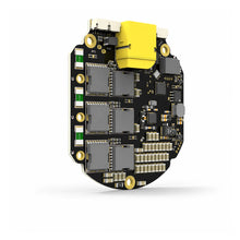 DM100-1E brushless DC motor driver front PCB view with CAN, UART and motor phase terminals